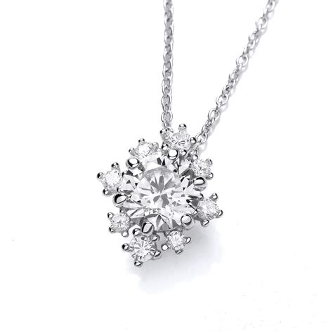 Silver Cubic Zirconia Radiant Star Necklace Cavendish French