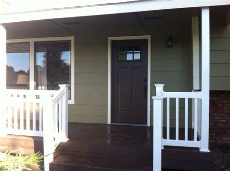 New Front Porch Azek Deck In Acacia And White Vinyl Railings Azek