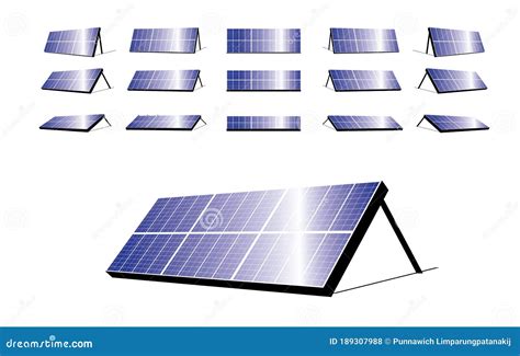 Various Angle Solar Energy Panel Animation Perspective Stock Vector