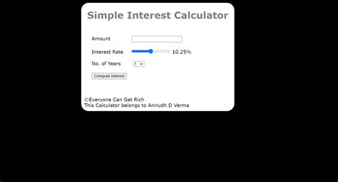 Github Andy1819simple Interest Calculator A Simple Interest Calculator Using Htmlcss And