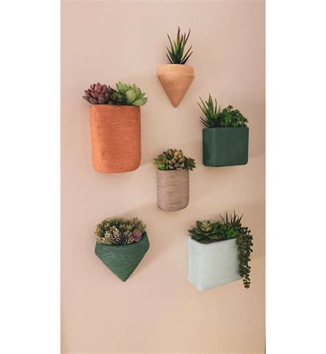 Ceramic Wall Hanging Planter Indoor Geometric Planter Wall Etsy