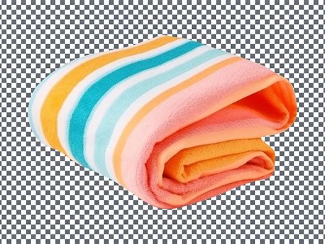 Premium Psd Beautifully Folded Beach Towel Isolated On Transparent