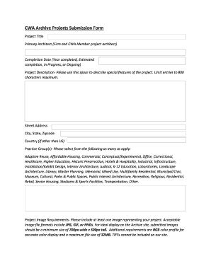 Fillable Online Cwa Archive Projects Submission Form Fax Email Print