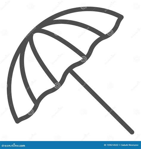 Beach Umbrella Line Icon Summer Parasol Vector Illustration Isolated