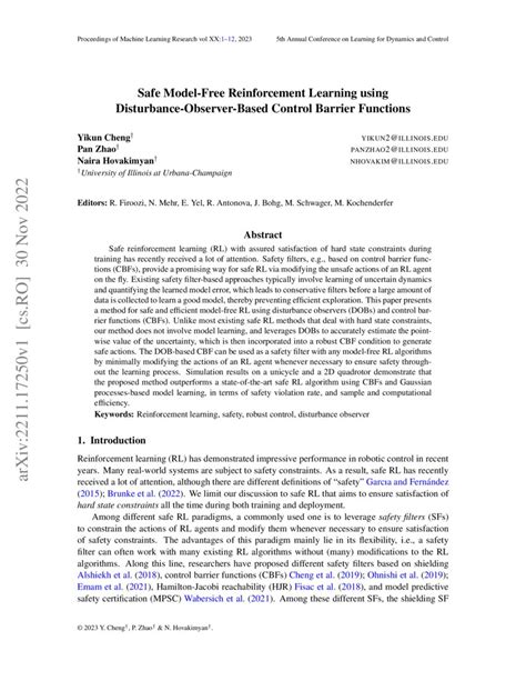 Safe Model Free Reinforcement Learning Using Disturbance Observer Based