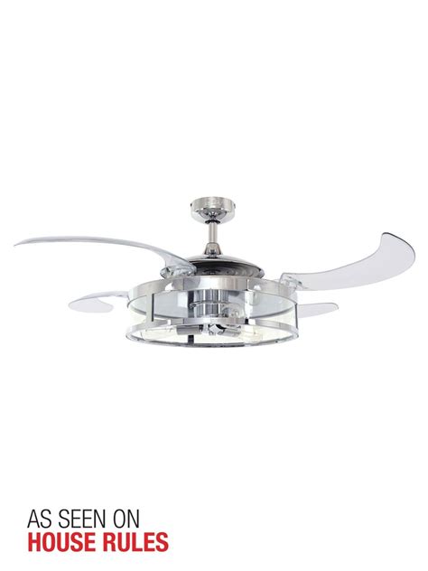 Fanaway Classic Chrome Ceiling Fan With Clear Retractable Blades And