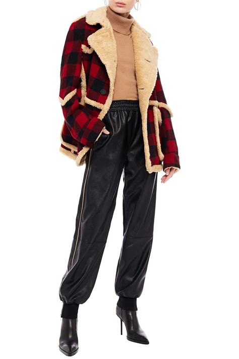 R13 Faux Shearling And Checked Wool Flannel Coat THE OUTNET