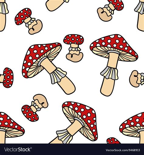 Mushroom Seamless Pattern Royalty Free Vector Image