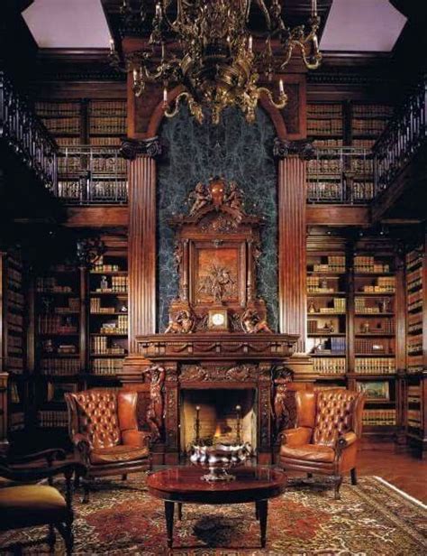 Warm And Cozy Libraries With Fireplaces