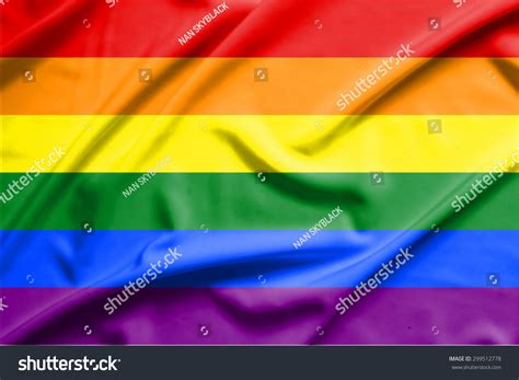 Gay Lesbian Flag Waving Colorful Rainbow Stock Illustration