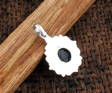 Black Onyx Gemstone Necklace Pendant 925 Sterling Silver Etsy