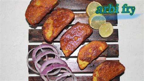 Arbi Fry Recipe Bengali Arbi Fry Fried Taro Root Banda Ki Sukhi