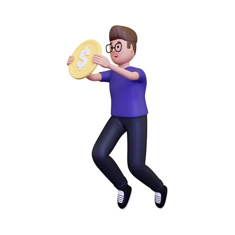 3d Man Holding Coin Illustration 10873214 Png