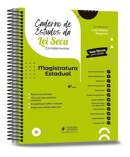 Caderno De Estudos Da Lei Seca Magistratura Estadual 2021 MercadoLivre