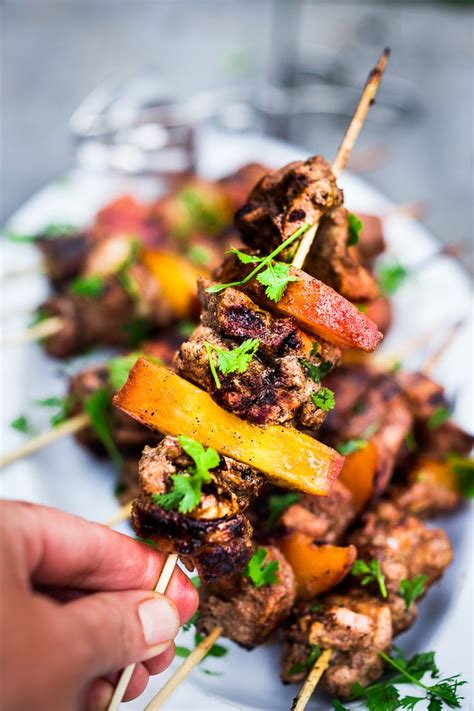 Grilled Jamaican Jerk Chicken And Peach Skewers Recipe Grilled