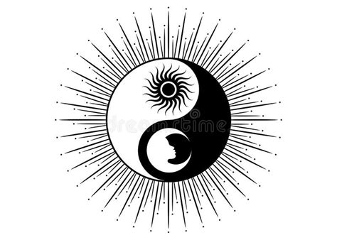 Sun And Moon In Ying Yang Symbol Stock Vector Illustration Of