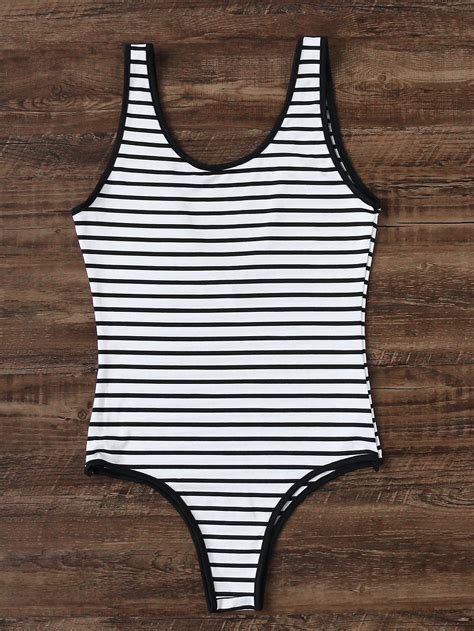 Striped One Piece Swimwear SheIn Sheinside