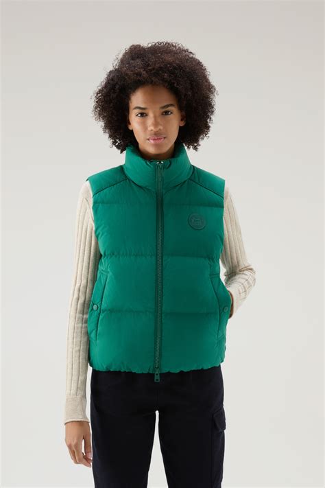 Women S Quilted Vest In Eco Taslan Nylon Green Woolrich US