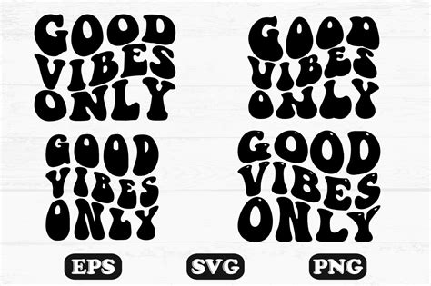 Good Vibes Only Retro Wavy Svg Bundle Graphic By Hosneara 4767