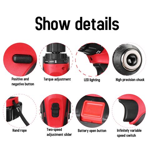 V Rechargeable Cordless Power Impact Drills Electric Drill One Two