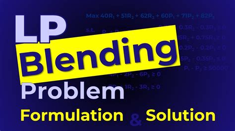 LP Blending Problem Formulation Solution Product Mix Example