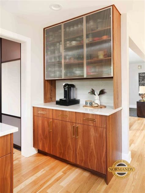 Mid Century Modern Walnut Kitchen With Cobalt Blue Accent Normandy