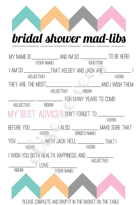 Bridal Shower Mad Libs Free Printable