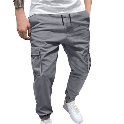 Htnbo Cargo Sweatpants For Men With Side Pockets Casual Elastic Waist