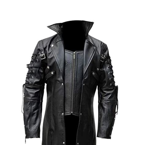 Mens Black Genuine Leather Steampunk Trench Coat Etsy