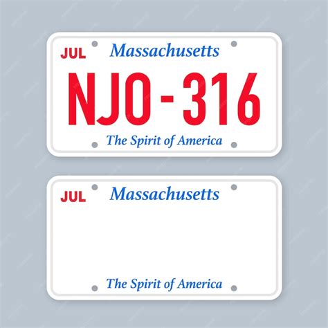 Premium Vector License Plate Of Massachusetts Car Number Plate Vector Stock Illustration