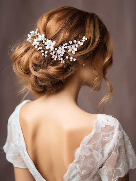 Premium Photo Beautiful Messy Bun With A Hairpiece Hair Style For Bride Wedding Hair Style Event