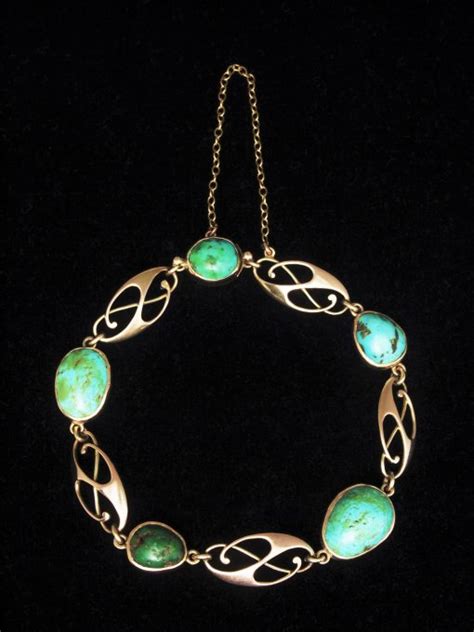 Murrle Bennett Gold And Turquoise Bracelet Nouveau Deco Arts