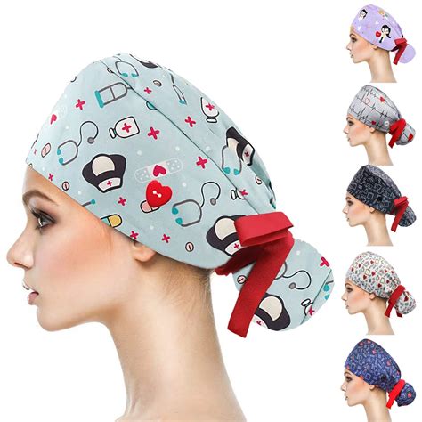 Gorros quirúrgicos con estampado de Anime para mujer gorro elástico de