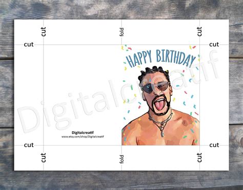 Bad Bunny Birthday Card Printable