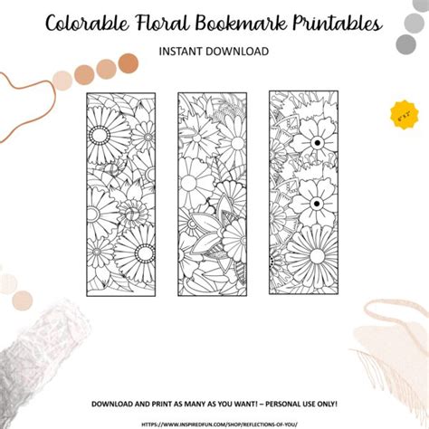 Colorable Floral Bookmark - Printable - Inspired Fun