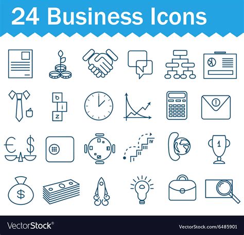 Thin Line Business Icons Set Outline Icon Vector Image