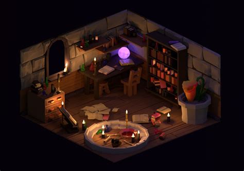 Wizards Room Diarama By Dominika Karnowskaa 3d Low Poly Diarama Of