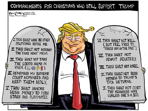 Political Cartoon Us Christians Ten Commandments Trump Corrupt