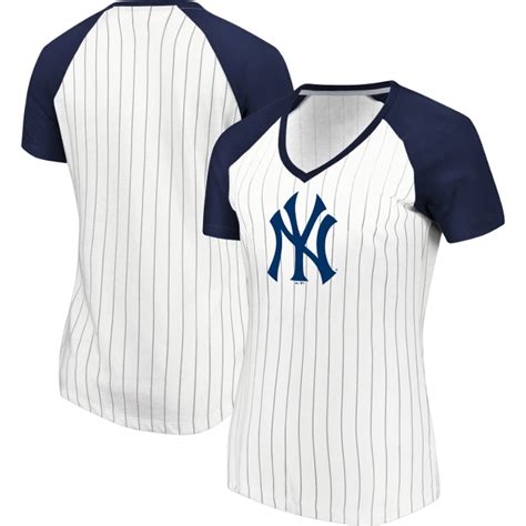 Women's New York Yankees Majestic White Every Aspect Pinstripe Raglan V ...