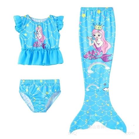 Baddräkt Med Kjol Mermaid Tail Swimsuite Flicka Blå 120 4834 120 Fyndiq