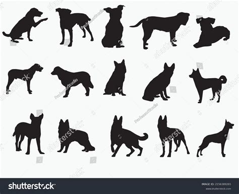 Standing Dog Silhouette Icons Set Big Stock Vector (Royalty Free ...