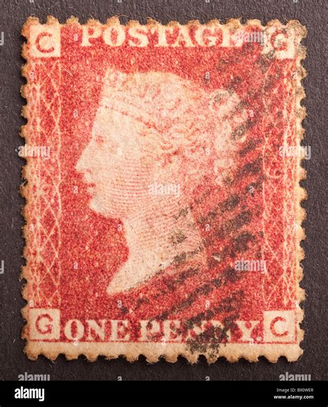 British Postage Stamp Penny Red Corner Letters C G Stock Photo Alamy