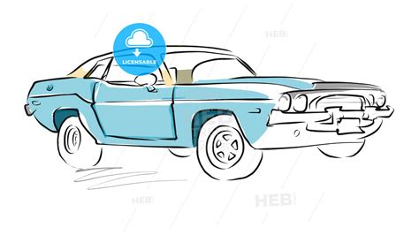 Muscle Car Sketch, Vector Drawing - HEBSTREITS