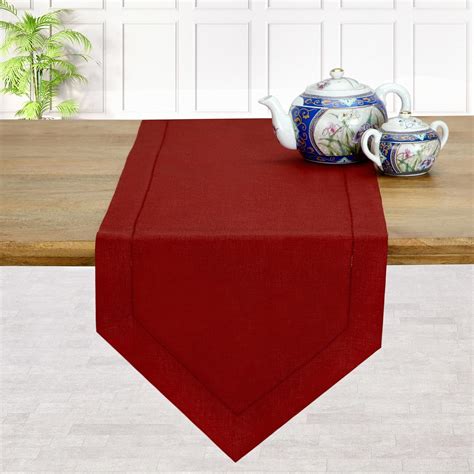 Amazon D Moksha Homes Red Linen Table Runner Inches Long