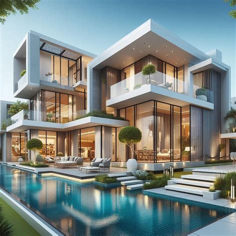 Premium Photo Modern Luxury House With Swimming Pools