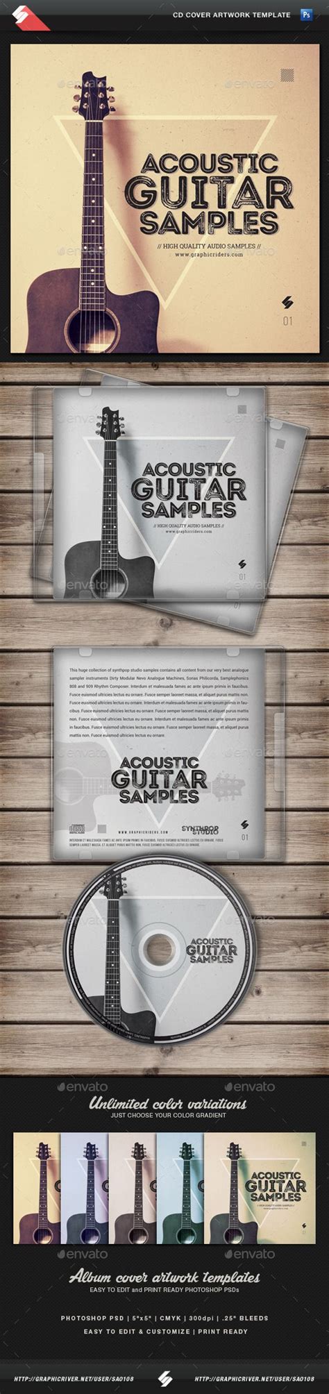 Acoustic Guitar Samples - CD Cover Template PSD. Download here: http ...