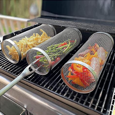 Rungungde Bbq Net Tube Rolling Grilling Basket Greatest Basket Ever