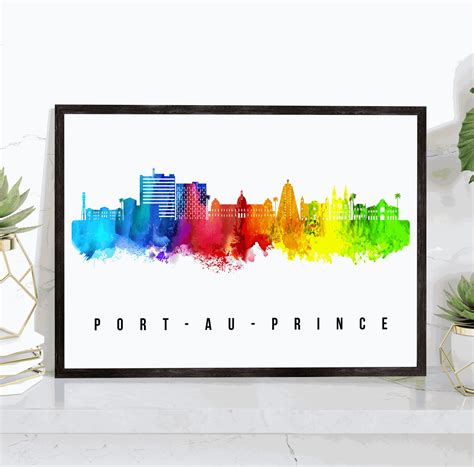 Pera Print Port Au Prince Skyline Haiti Poster, Port Au Prince