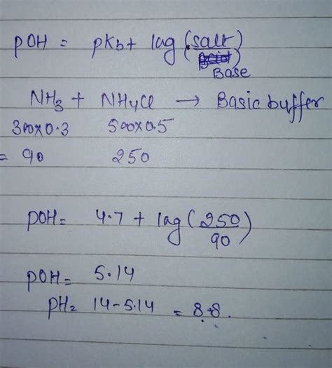 Calculate The Ph Of A Buffer Prepared By Mixing 300cc Of 0 3 M Nh3 And 56700 Hot Sex Picture