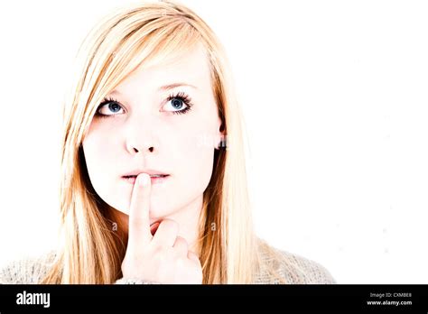 Young Woman Is Thinking Stock Photo Alamy